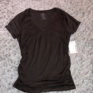 Motherhood dark brown Short Sleeve V-Neck Tee rayon size medium M new